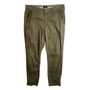 Dictionary Men's Size 16/33 Olive Green Chino Pants Slim Tapered Paisley Trim